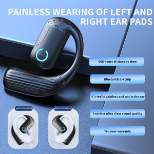 Wireless Bluetooth 5.4 Earphone 180° Rotation Ear Hook HIFI Stereo With MIC HD Call Open Single Ear Headset For Game Music Sport