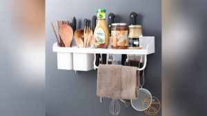 Kệ nhà bếp gia vị dán tường để đũa muỗng dao kéo thìa Ra833 - Kệ máng khăn thớt nồi chảo - Kệ gia vị - Khay để đồ gia vị