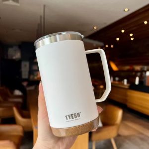 Tyeso Oak Wooden Bottom 304 Stainless Steel Office Cup Insulated Mug Mark Cup Straight Body Cup for Daily Use And Gifts