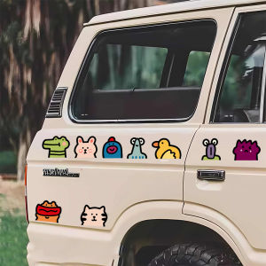 Cute Cartoon Hand-Drawn Animal Pattern Decals Waterproof Car Body Scratch Cover Decoration for Electric Motorcycle
