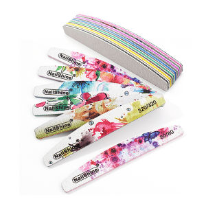 10Pcs Pack Flower Printing Nail filer 80/100/150/180/240/320 Grit Manicure Files Fashion Design Nail Polishing Product Washable