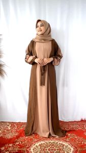 BAFFLING - ISYANA MAXY Baju Kekinian Viral Dress Remaja Kekinian Viral Gamis Busui Friendly Wanita Dress Wanita Kekinian Gamis Korean Style Fashion Muslim Remaja Wanita Pakaian Muslim Wanita Gamis Crinkle Kekinian COD