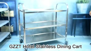Stainless Steel 3 Tier Kitchen Trolley Cart Multifunctional Food Service Trolly Cart With Wheels For Hotel Restaurant