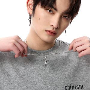 Fashion Punk Cross Pendant Necklace European Men Women Sweater Chain Necklace