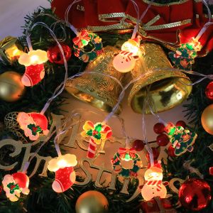 Christmas String Lights Snowman Stocking Wreath Candy Cane LED Fairy Lights Warm White Holiday Party Home Tree Window Decor