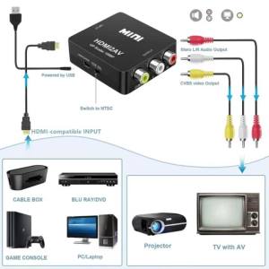 1080P HDMI-compatible to AV RCA Converter Box HDMI2AV Adapter With USB Cable Support NTSC PAL For PC HDTV Projector