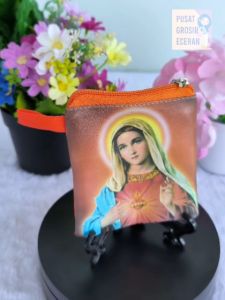 Mini Wallet Seri Bunda Maria Size 9x9cm: Souvenir Dompet Rosario Kristen Katolik