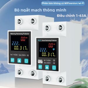 Tuya WiFi Thông Minh Ngắt Mạch Điện 1P 1-63A Với Đồng Hồ Đo Sáng Điện Điện Áp Rò Rỉ Bảo Vệ Dòng Điện Loại Rò Rỉ Trái Đất
