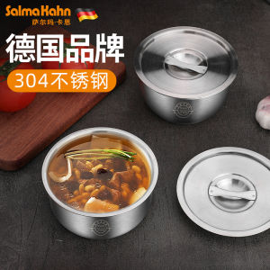 Thickened 304 Stainless Steel Steamed Egg Soup Bowl with Lid Modern Simplicity Style Home Use Soup Pot Water Separation Steaming Bowl