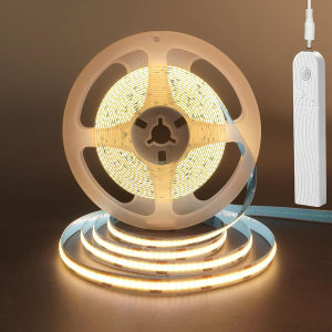 5V LED COB Light Strip with Motion Sensor Powered by Battery Or USB Cable for Cabinet Wardrobe Liner Lighting