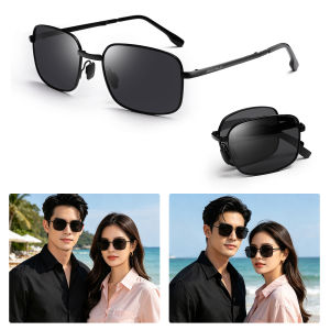 MENSPE Photochromic Sunglasses Foldable Men Women Polarized Chameleon Glasses Driving Goggles Anti-glare Sun Glasses Night Vision Lens UV Protection Chic Retro Sun glasses