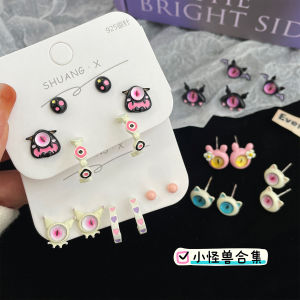 Ready Stock 3PCS/Set Flying Monster Earrings Funny and Exquisite Cartoon Student Earrings