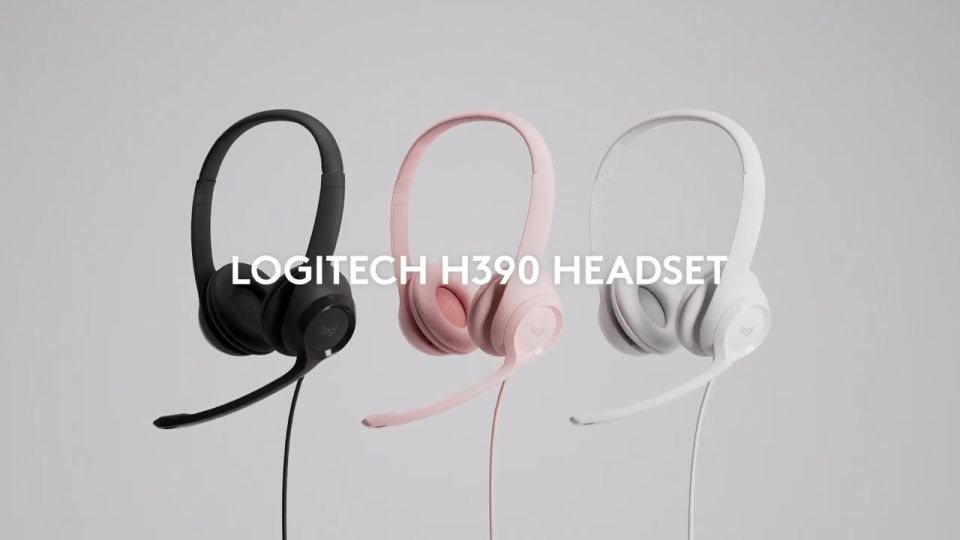 Logitech H390 Wired Headset for PC/Laptop Stereo Headphones with Noise Cancelling Microphone USB-A In-Line Controls Works with Chromebook - Graphite/Off White/Rose