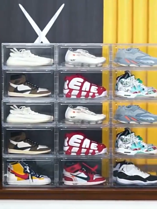 Clear Acrylic Shoe Box Organizer with Magnetic Door, Dustproof ...