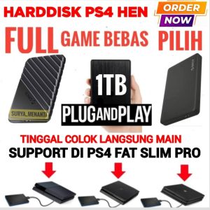 HARDISK PS4 HEN 1TB PLUG AND PLAY HDD GAME EKSTERNAL HARDDISK EXTERNAL GAMES BEBAS PILIH