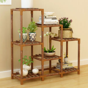 Multi-Layered Wooden Plant Stand for Balcony Living Room Indoor Succulent Plant Pot Rack Modern Simplicity Style Detachable