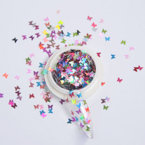 HBESTY Cross-border colorful laser butterfly sequins nail art jewelry Internet celebrity color small butterfly super flash nail decoration mixed