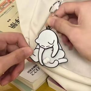 พวงกุญแจห้อยรูปแมวไข่แบบหมุนได้เก๋ไก๋น่ารักสำหรับผู้หญิงผู้ชายอุปกรณ์เสริมถุง