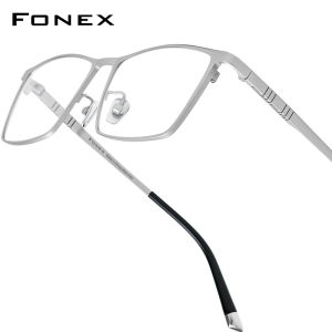 FONEX Titanium Glasses Men Brand Design Square Eyeglasses Frames Full-Rim High Quality Tiktok Teenager Korean Style Japanese Ultralight Optical Eyewear 85641