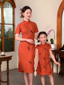 daidai (Ready Stock) Parent Child Cheongsam Slim Fit Women Children Qipao CNY Mother Mum Daughter