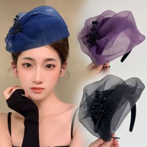 Mesh Hat Headband Korean Fashion Hairband Women Elegant Evening Dress Head Band Hair Accessories for Girls