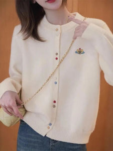 Áo Len Cardigan Dệt Kim Cổ Tròn Mềm Mại Cho Nữ Mùa Xuân Thu Phong Cách Mới Một Nút Thắt Áo Khoác Ngoài Thời Trang