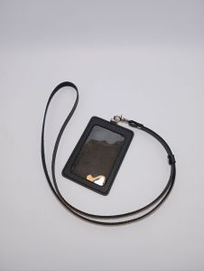 ID Card Lanyard holder kulit P.U muat satu kartu ID