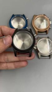 LARIMOKER 39mm Black Silver Mens Quartz Watch Case Sapphire Crystal Beveled Bezel Suitable for VK63 VK64 VK67 VK68 Movement