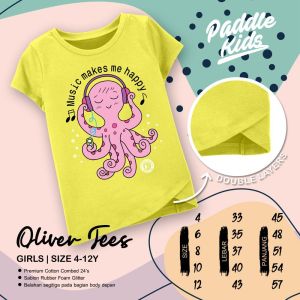 Kaos Oliver Tees By Paddle Kids Kaos Anak Perempuan Atasan Kaos Anak Usia