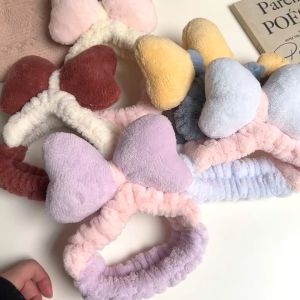 Bandana Bando Rambut Motif Pita Headband Tebal Bulu Lembut Bandana Mandi Gaya Korea