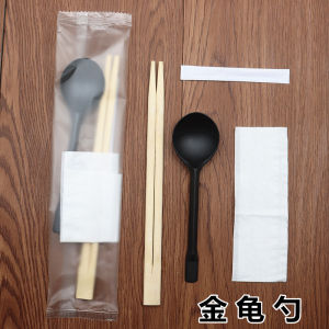 Disposable Bamboo Chopsticks Set of Four for Takeaway Meal Fast Food Restaurant Packaging Chopsticks Spoon Set Dining Tableware