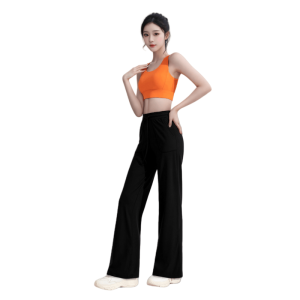 กางเกงโยคะขาบานเอวสูง กางเกงขายาวทรงหลวมสำหรับออกกำลังกาย วิ่ง ฟิตเนส กางเกงขายาวทรงหลวมสบาย ๆ สำหรับผู้หญิง