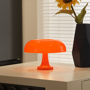 Bauhaus designed mushroom table lamp with 3 light modes and unlimited dimming for hotel bedroom atmosphere lighting