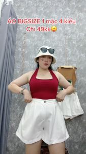 Áo croptop bigsize áo ba lỗ nữ 6 màu chất gân tăm mềm mịn co giãn thoáng mát yếm quàng cổ bigsize - G5