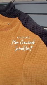 Zalmore Men Crewneck Sweatshirt Embossed Cotton - Sweater Pria Berkualitas