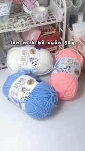 Len sợi đan móc cao cấp 92 Màu sợi to 2mm Len Milk Bò Dành Cho Người Mới Học