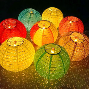 Multiple colors with lights 8inch/20cm Round China Paper Lantern Wedding Decoration Birthday Craft DIY Lampion Hanging Lamp