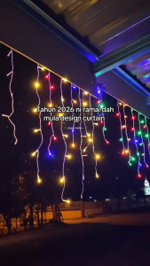 🔥24H Delivery🔥Lampu raya 5M 216LED  Icicle LED Fairy Light Indoor Outdoor Waterproof Party Wedding Deco Light Waterfall Curtain Backdrop Lampu Raya Hari raya decoration 2026