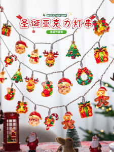 Christmas Decorations Acrylic Santa Claus Snowman Scene Arrangement Props Christmas Tree Glowing Pendant Light String