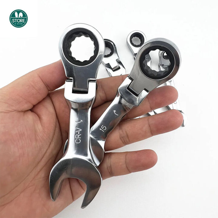 SUPER TOOL Mini-Schraubenschlüssel Mit Ratschenfunktion – Kurz, 17x19 Mm, 195 Mm Lang