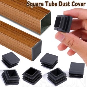 Polocat 2/8 cái nắp đậy bụi ống vuông 25*25mm Nắp đậy ống chân đồ nội thất nắp bịt cao su màu đen bằng nhựa nắp đậy bụi trang trí