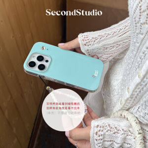 Mint Bubble Blue 17 Magnetic Attraction Diamond Embedded Phone Case for  15Pro 13 16Promax with Stand Original Design TPU Material
