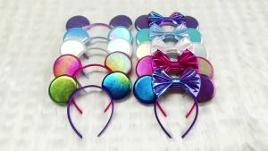 Disney | Cute Disney PU Mickey Mouse Ears Headband Sequins 5 Bow Hairband For Girl Festival Party DIY Hair Accessories Cosplay Gifts