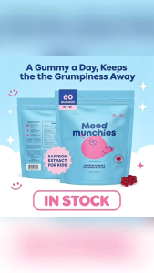 Kids Saffron Mood Gummies | Calm & Focus Support Berry Flavor 60 Gummies