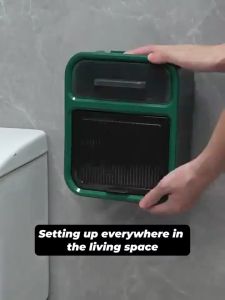 Roll Paper Storage Box Bath Storage Tray Bathroom Wall Mounted Toilet Paper Holder For Storing Roll Paper Waterproof Bathroom Tissue Box