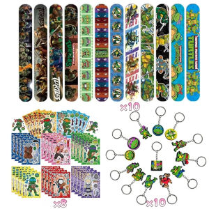 Cartoon Turtles Party Favors Supplies Ninjas Sticker Gift Bag Keychain Balloons for Surprise Birthday Party Carnival Prizes Gift