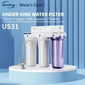 iSpring US31 Classic 3-Stage Under Sink Water Filtration System Tankless High Capacity Sediment Carbon Easy to install