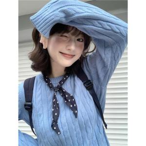 เสื้อสเวตเตอร์คอกลมแขนยาวผู้หญิงสไตล์วินเทจสไตล์เกาหลีฤดูใบไม้ร่วงและฤดูหนาว