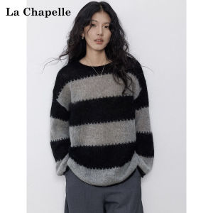 La Chapelle Womens Loose Long Sleeve Knitwear Soft Comfortable Striped Sweater Autumn Winter New Style Commute Soft Cozy Style