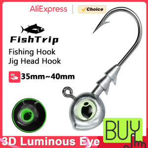 FishTrip Swimbait Jig Heads Hooks with 3D Eye 10-15 Pcs Weighted Trout Walleye Jig Heads Bass Hooks for Freshwater Saltwater